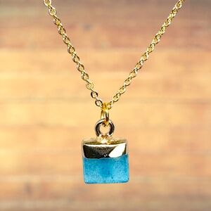 Indio Jewelry Delicate Gold Plated Apatite Faceted Gemstone Necklace #N201